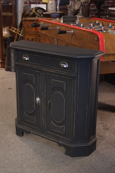 petit meuble industriel vintage en boid patine ardoise